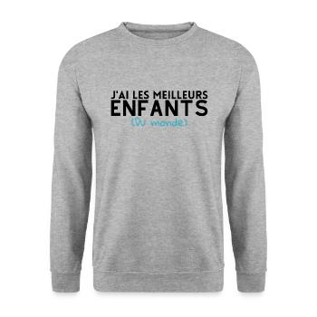 J'ai les meilleurs enfants du monde.cadeau famille - Sweat-shirt Unisexe - gris chiné - Devant - Alina (178cm) & Michal (187cm)