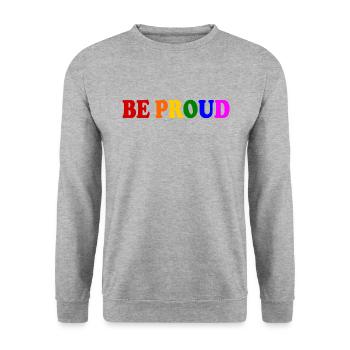 Be proud - Unisex Pullover - Weißgrau meliert - Vorne - Alina (178cm) & Michal (187cm)