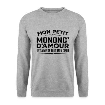 Mononc' gift of love I love you with all my heart - Unisex Sweatshirt - salt & pepper - Front - Alina (178cm) & Michal (187cm)