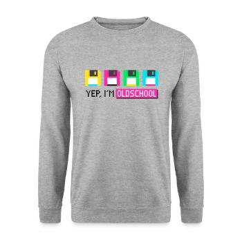 Yep, I'm oldschool - Unisex Pullover - Weißgrau meliert - Vorne - Alina (178cm) & Michal (187cm)