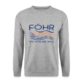 Föhr GPS Koordinaten Nordsee Insel - Unisex Pullover - Weißgrau meliert - Vorne - Alina (178cm) & Michal (187cm)