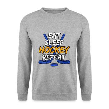 Mangez Sommeil Hockey Repeat - Sweat-shirt Unisexe - gris chiné - Devant - Alina (178cm) & Michal (187cm)