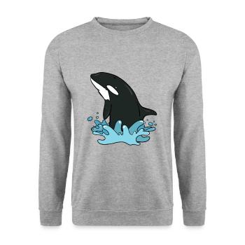 killer whale - Unisex Sweatshirt - salt & pepper - Front - Alina (178cm) & Michal (187cm)