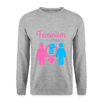 Feminism Is For Everybody - Unisex Sweatshirt - salt & pepper - Front - Alina (178cm) & Michal (187cm)