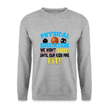 Sportlehrer - Unisex Pullover - Weißgrau meliert - Vorne - Alina (178cm) & Michal (187cm)