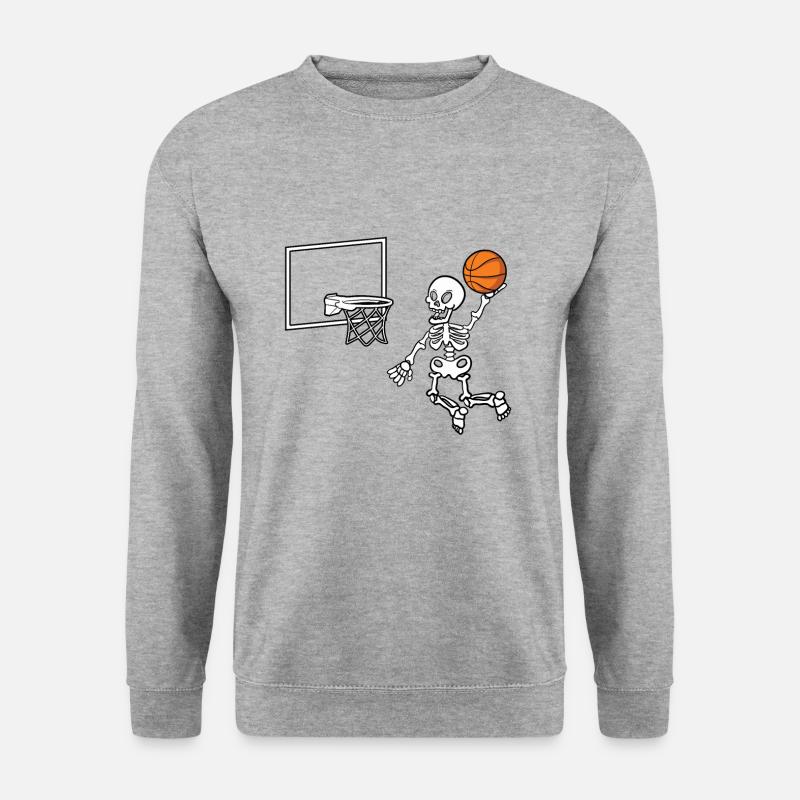 Skelett Basketballspieler - Unisex Pullover - Weißgrau meliert