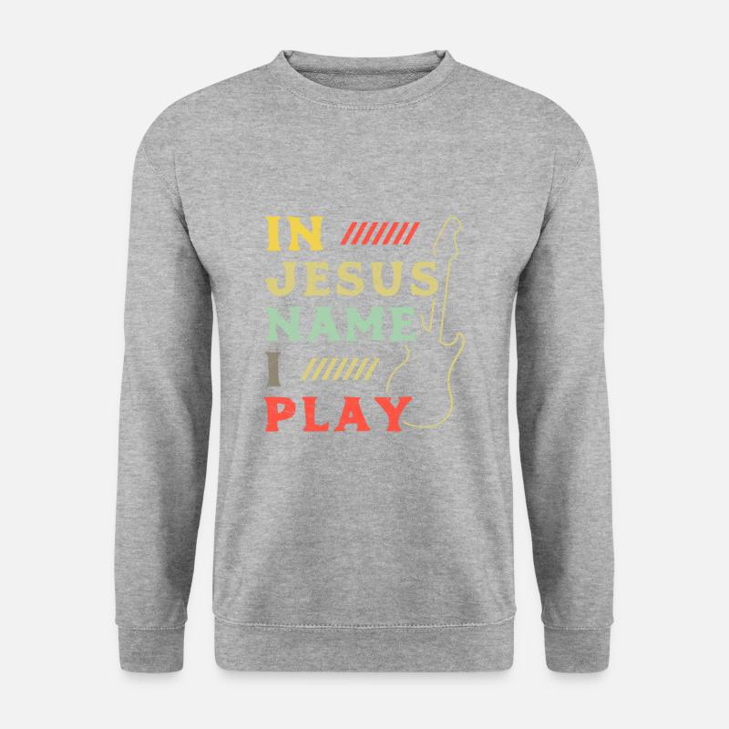 In Jesus Name I Play - Unisex Pullover - Weißgrau meliert