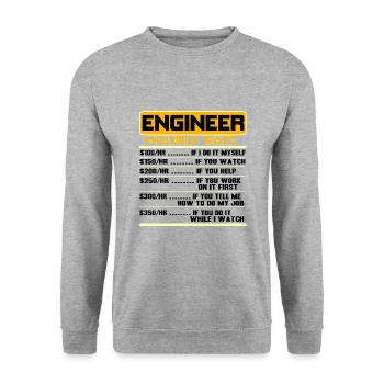 Ingénieur Bürgerlich Baumeister Génie mécanique Mathématiques - Sweat-shirt Unisexe - gris chiné - Devant - Alina (178cm) & Michal (187cm)