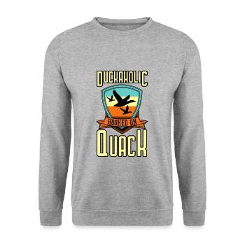 Duckaholic Hooked On Quack - Unisex Sweatshirt - salt & pepper - Front - Alina (178cm) & Michal (187cm)