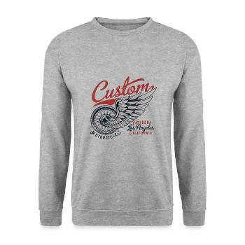 Motorrad Chopper Biker, Los Angeles Kalifornien - Unisex Pullover - Weißgrau meliert - Vorne - Alina (178cm) & Michal (187cm)