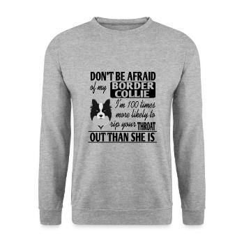 Border Collie - Sweat-shirt Unisexe - gris chiné - Devant - Alina (178cm) & Michal (187cm)
