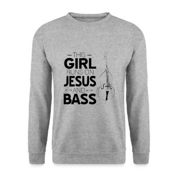Kontrabass - Unisex Pullover - Weißgrau meliert - Vorne - Alina (178cm) & Michal (187cm)