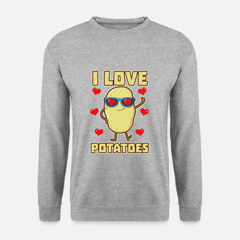 I Love Potatoes - Unisex Pullover - Weißgrau meliert