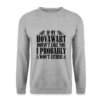 Hovawart Hund - Unisex Pullover - Weißgrau meliert - Vorne - Alina (178cm) & Michal (187cm)