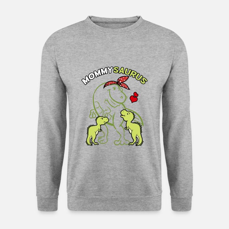 Mommysaurus mit 2 Babys - Unisex Pullover - Weißgrau meliert