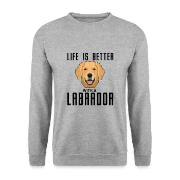 Labrador - Unisex Pullover - Weißgrau meliert - Vorne - Alina (178cm) & Michal (187cm)