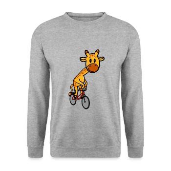 Girafe à vélo - Sweat-shirt Unisexe - gris chiné - Devant - Alina (178cm) & Michal (187cm)