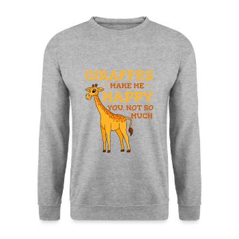 Les girafes me rendent heureux - Sweat-shirt Unisexe - gris chiné - Devant - Alina (178cm) & Michal (187cm)