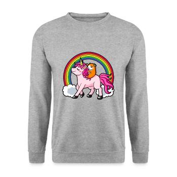 Arc en ciel Licorne et cochon d'Inde - Sweat-shirt Unisexe - gris chiné - Devant - Alina (178cm) & Michal (187cm)