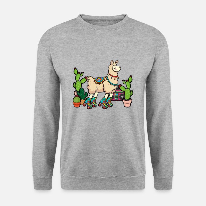 Llama Disco Roller Cactus - Unisex Sweatshirt - salt & pepper