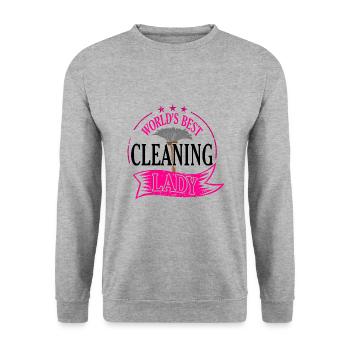 Putzfrau Geschenk - Unisex Pullover - Weißgrau meliert - Vorne - Alina (178cm) & Michal (187cm)
