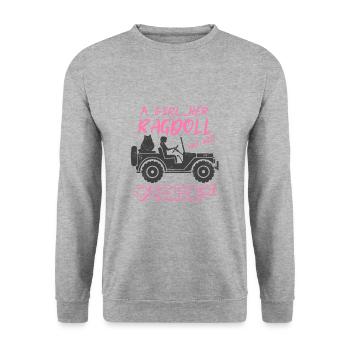 Ragdoll-Katze - Unisex Pullover - Weißgrau meliert - Vorne - Alina (178cm) & Michal (187cm)