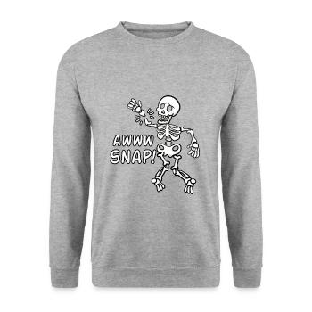Awww Snap squelette Os cassés - Sweat-shirt Unisexe - gris chiné - Devant - Alina (178cm) & Michal (187cm)