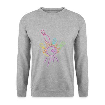 Bowling Pin Liebhaber - Unisex Pullover - Weißgrau meliert - Vorne - Alina (178cm) & Michal (187cm)
