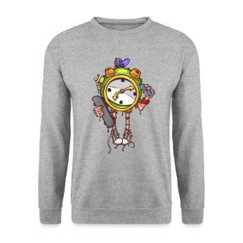 Skater alarm clock - Unisex Sweatshirt - salt & pepper - Front - Alina (178cm) & Michal (187cm)