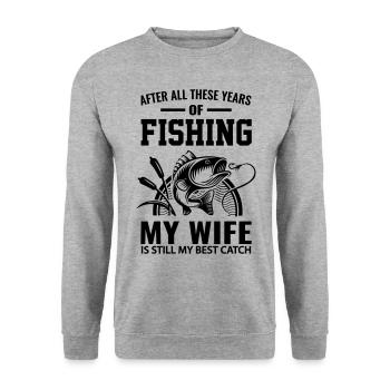 Pêche pêche pêche drôles de phrases amusante cadeau épouse - Sweat-shirt Unisexe - gris chiné - Devant - Alina (178cm) & Michal (187cm)