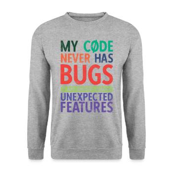 Software Ingenieur Informatiker Programmierer - Unisex Pullover - Weißgrau meliert - Vorne - Alina (178cm) & Michal (187cm)
