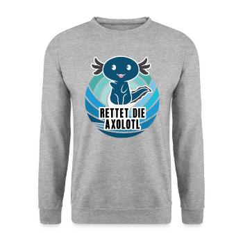 Rettet Die Axolotls Schwanzluch Amphibien Axolotl - Unisex Pullover - Weißgrau meliert - Vorne - Alina (178cm) & Michal (187cm)