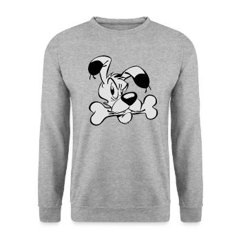 Asterix & Obelix - Dogmatix with bone - Unisex Sweatshirt - salt & pepper - Front - Alina (178cm) & Michal (187cm)