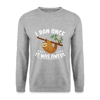 Sarkastischer Läufer Spruch Laufen Lustig - Unisex Pullover - Weißgrau meliert - Vorne - Alina (178cm) & Michal (187cm)
