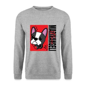 Bulldog Head STEVE Black - Unisex Pullover - Weißgrau meliert - Vorne - Alina (178cm) & Michal (187cm)