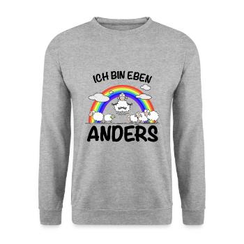 Ich bin eben anders - Unisex Pullover - Weißgrau meliert - Vorne - Alina (178cm) & Michal (187cm)