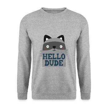 HELLO DUDE - Sweat-shirt Unisexe - gris chiné - Devant - Alina (178cm) & Michal (187cm)