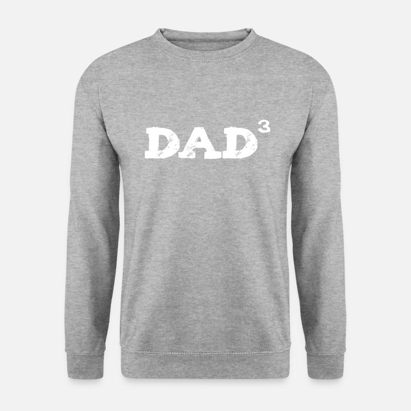 Dad hoch 3 Papa Vater Geschenk - Unisex Pullover - Weißgrau meliert