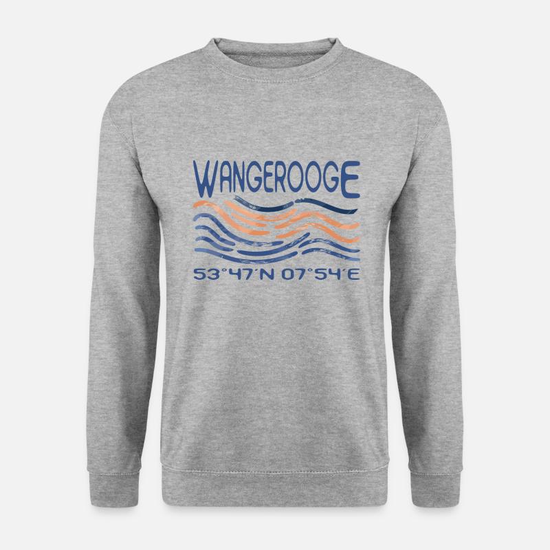 Wangerooge GPS Koordinaten - Unisex Pullover - Weißgrau meliert
