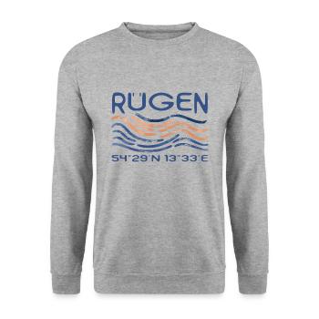 Rügen Baltic Sea Chalk Cliffs Island GPS coordinates - Unisex Sweatshirt - salt & pepper - Front - Alina (178cm) & Michal (187cm)