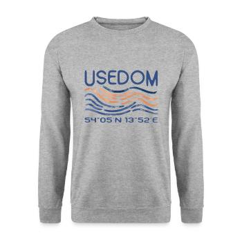 Usedom Baltic Sea Island Sea GPS coordinates - Unisex Sweatshirt - salt & pepper - Front - Alina (178cm) & Michal (187cm)