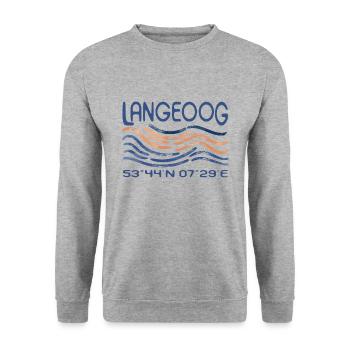 Langeoog GPS coordinates North Sea Island Wadden Sea - Unisex Sweatshirt - salt & pepper - Front - Alina (178cm) & Michal (187cm)