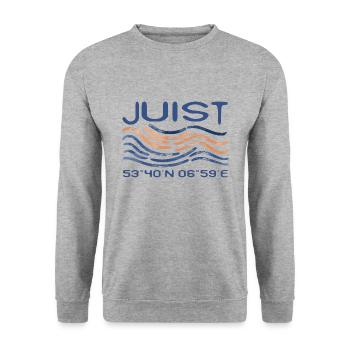 Juist GPS coordinates North Sea Island Sea - Unisex Sweatshirt - salt & pepper - Front - Alina (178cm) & Michal (187cm)
