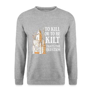 Schottischer Kilt Tracht - Schottenrock Schottland - Unisex Pullover - Weißgrau meliert - Vorne - Alina (178cm) & Michal (187cm)