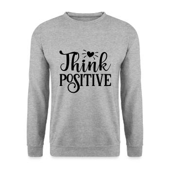 Think Positive - Unisex Pullover - Weißgrau meliert - Vorne - Alina (178cm) & Michal (187cm)