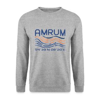 Amrum North Sea Island Holiday GPS Coordinates - Unisex Sweatshirt - salt & pepper - Front - Alina (178cm) & Michal (187cm)