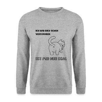Ich hab dich schon verstanden ist mir nur egal - Unisex Pullover - Weißgrau meliert - Vorne - Alina (178cm) & Michal (187cm)