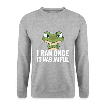 Sarkastischer Läufer Spruch Laufen Lustig - Unisex Pullover - Weißgrau meliert - Vorne - Alina (178cm) & Michal (187cm)
