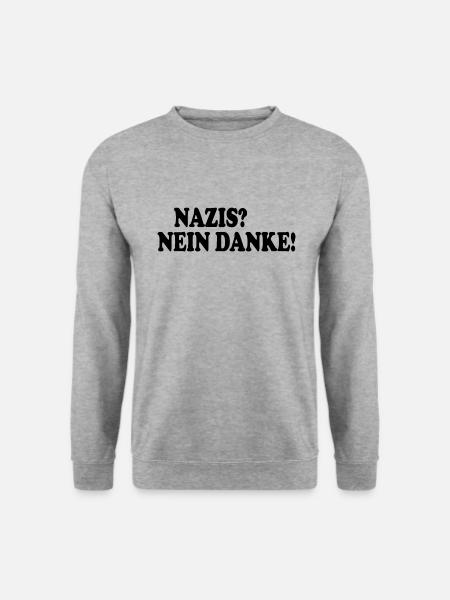 Nazis nein danke - Unisex Pullover - Weißgrau meliert