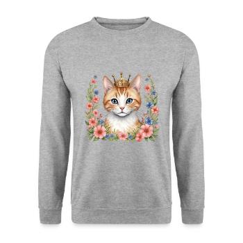 Adorable chat princesse - Sweat-shirt Unisexe - gris chiné - Devant - Alina (178cm) & Michal (187cm)